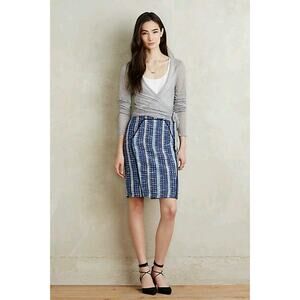 NEW Anthropologie x Eva Franco Embarcadero Pencil Skirt $148.00 Sz 6 Blue Stripe